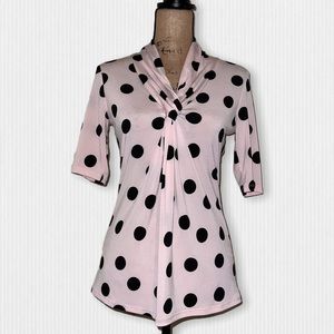 Premise Studio Pink & Black Polka Dot Blouse